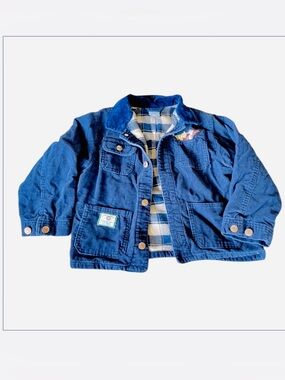 Disney Rare Vintage Winnie The Pooh Navy Corduroy Embroidered Toddler Jacket